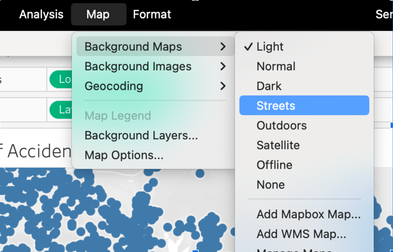Changing the base layer to show streets on your map.